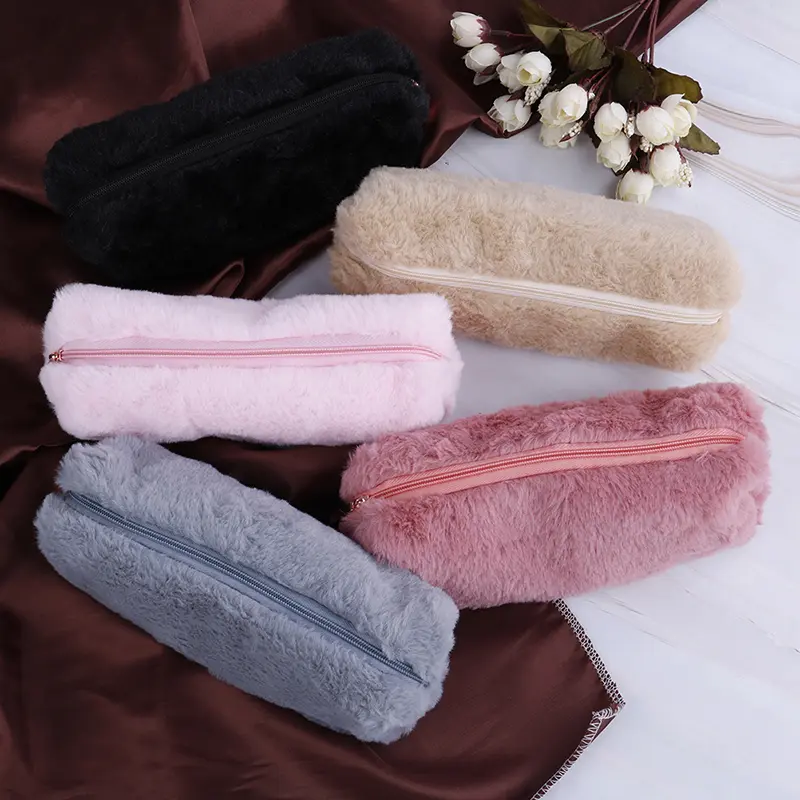 1X Hộp Bút Chì Sang Trọng Cho Bé Gái, Dễ Thương, Mờ, Lông Mịn, Túi Đựng Đồ Trang Điểm, Ví Đựng Tiền Xu 5