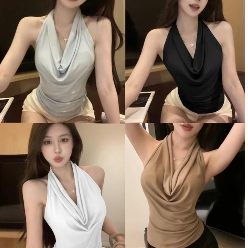 A4 TẶNG KÈM SCRUNCHIES Áo croptop cổ đổ mặc được hai kiểu form ôm body tôn dáng