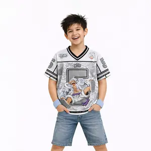 Jersey Anak Kartun Luffy Gear 5 Gray Bahan Serena Premium Adem Halus Full Printing