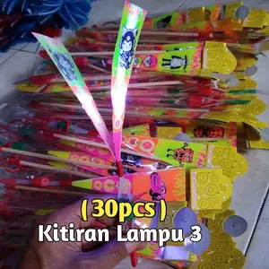 (30pcs)Kiriran Lampu Terbang 3 Lampu Full Sablon dengan Desain Karakter Lucu dan Baterai Tahan Lama