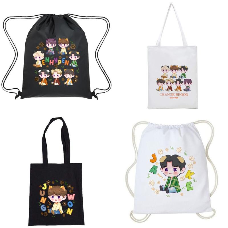 Totebag Enhypen Kpop Korea Lucu Tas Serut Kanvas Wanita Anak Sekolah Aesthetic 0