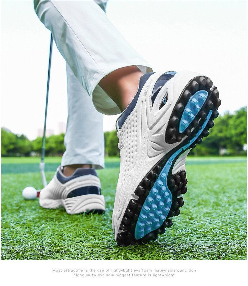 Product Introduction of New High Quality Men Professional Golf Shoes Waterproof Spikes Golf Sneakers Black White Golf Trainers Big Size 40-47 21