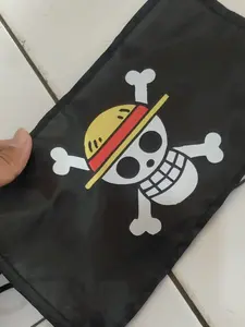 BENDERA ONE PIECE MOTOR UKURAN 25 CMX 15 CM BENDERA HITAM ONE PIECE BULAK BALIK