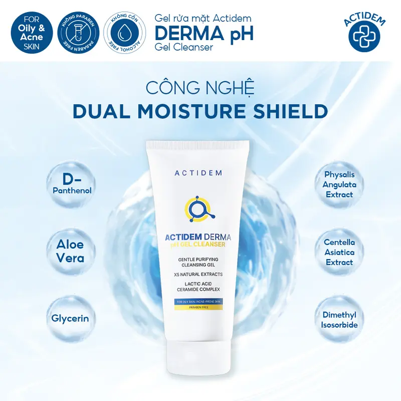 [Tặng 2 Quà Khi Mua 1 Tuýp] Gel rửa mặt giúp ngừa mụn cho da dầu, nhạy cảm, da hỗn hợp Actidem Derma pH/Sensitive/Purifying Gel Cleanser 30/150/180ml- ADS 4