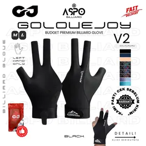 Golovejoy Sarung Tangan Billiard V2 Original Premium Bahan Breathable Elastis Anti Slip Karet Desain Baru Ukuran S M L Aspo Billiard