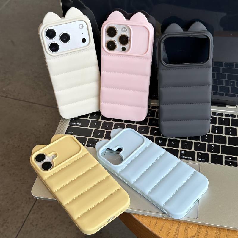 Ốp điện thoại hình tai mèo phù hợp với iPhone 13/14/15/16/17, ốp điện thoại mềm…