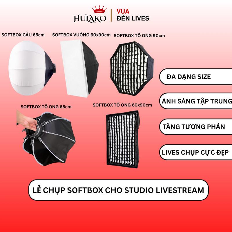 Hoả Tốc Chụp sofbox lẻ sofbox tổ ong sofbox vuông softbox cầu đa dạng size giúp làm mềm ánh sáng hỗ trợ quay chụp Livestream Quay video HULAKO