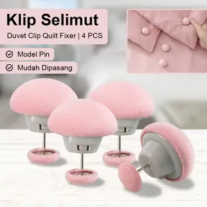 Klip Selimut Button Mushroom Duvet Clip Quilt Fixer 4PCS TERRAMUS Pink