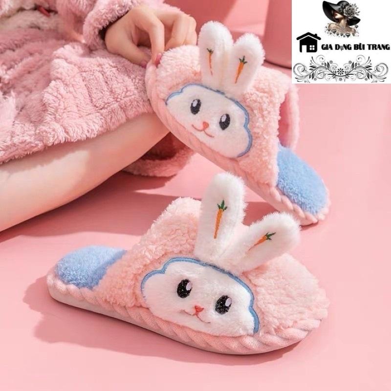 Dép Bông Đi Trong Nhà Hình Gấu và Thỏ Dễ Thương Dép Lông Cotton Mềm Mịn GDBT