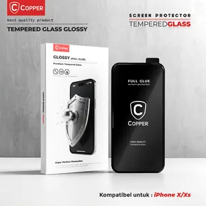 COPPER Tempered Glass - compatible For iPhone X / XS | GLOSSY Premium Full Glue