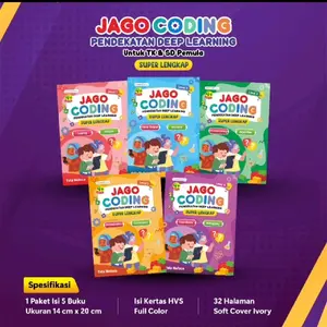 (Paket 5 buku) Buku Anak Jago Coding Jilid 1-5 Lengkap untuk Anak Anak - Lingkar Media Books hvs Putih