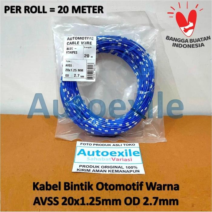 Gambar MX Automotive Kabel Bintik Otomotif 1.25 Mobil Motor Panjang 20 meter 20x1.25 mm OD 2.7 mm Tembaga Abuabu Biru Coklat Hijau Hitam Jingga Kuning Merah Putih Ungu - Biru dari Autoexile Kota Medan Tokopedia