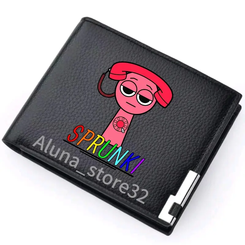 Dompet karakter tele incredibox sprunki dompet lipat Hitam Uang Kartu Wanita 1