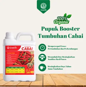 Greenix Pupuk Booster Cabai Organik — Perangsang Buah Lebat, Anti Rontok & Anti Daun Cabe Keriting Booster Perangsang Bunga Pemicu Tumbuh Bunga Kemasan 1 Liter Ekonimis