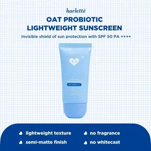 Harlette Oat Probiotic Lightweight Sunscreen SPF 50 PA++++ | Sensitive, Acne Prone, UV Protection, Skin Barrier, Melindungi Wajah dari Sinar Matahari, Berjerawat