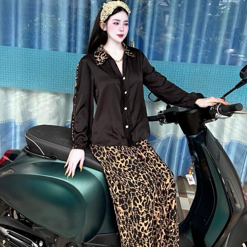  Set bộ quần áo sơ mi tay phồng viền lụa mới TY2177 Thư Ying Shop áo lụa - quần mango  