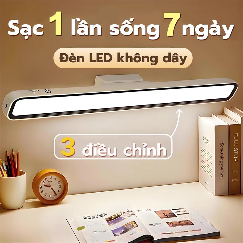 Đèn Bàn Học Có Thể Sạc Lại – Đèn LED Bảo Vệ Mắt với 3 Chế Độ Sáng, Phù Hợp cho Phòng Ngủ hoặc Bàn Trang Điểm; Đèn LED Dài 28cm Cho Bàn Học.
