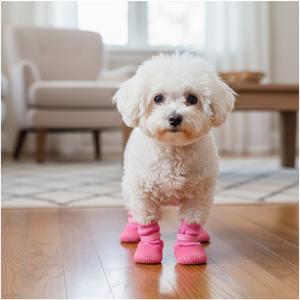 犬用ブーツ4点セット、滑り止めソフトソール・耐久性のペットシューズ、防水、柴犬／ビション・フリーゼ／コーギーなど他の犬向け、雨の日用のペットシューズ