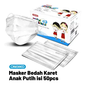Onemed Masker Medis Anak Putih 1 Box Isi 50 Pcs 3 Ply Karet Bedah Perlindungan Optimal