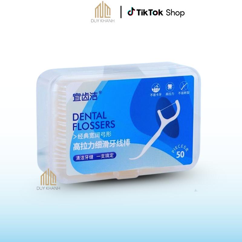 Hộp 50 Chiếc Tăm Chỉ Nha Khoa Sợi Chỉ Mảnh Tiện Lợi Bảo Vệ Răng