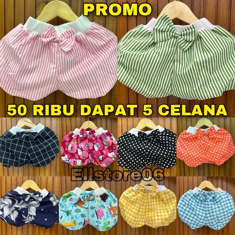 BELI LOKAL || Isi 5 Celana Balon Anak Perempuan Usia 6 Bulan Sampai 2 Tahun Katun Cewek Newborn Bayi 0