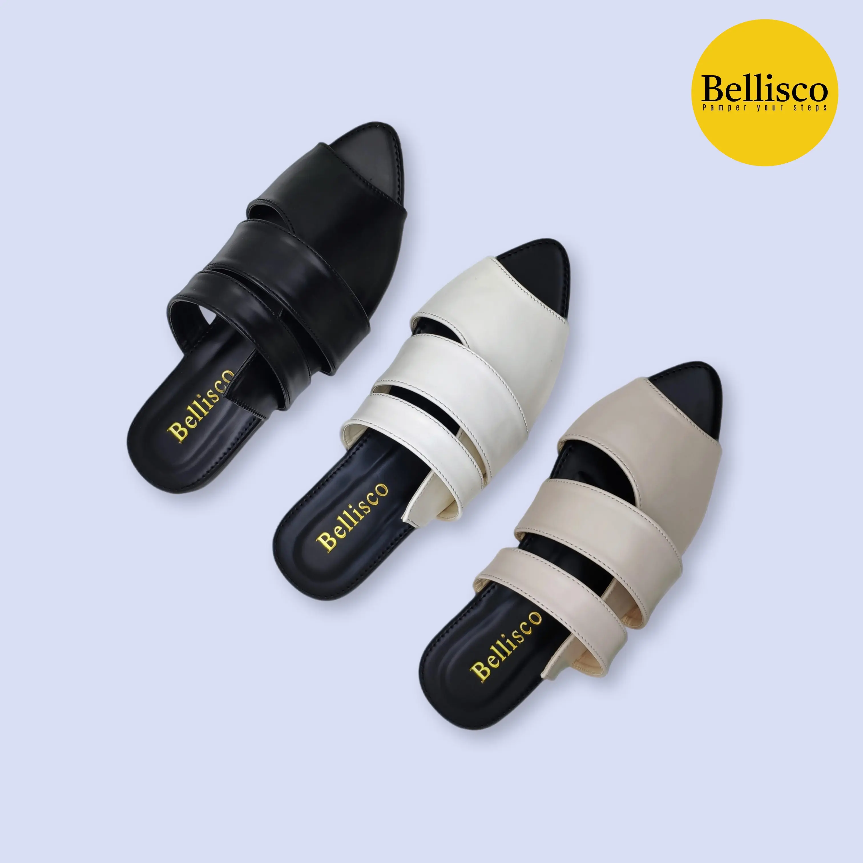 Bellisco - Sandal Wanita Mules KEVIA Sendal Wanita Slip On Trendy Shoes Selop Cewek