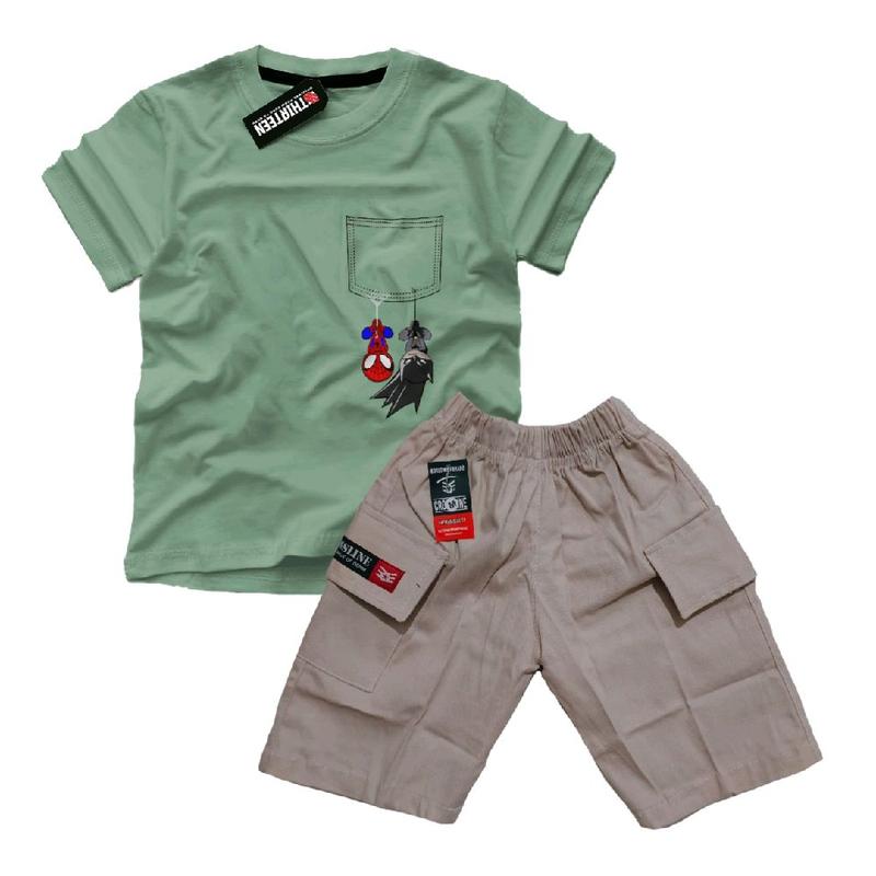 kaos setelan anak pocket terbaru katun dan celana twill 0