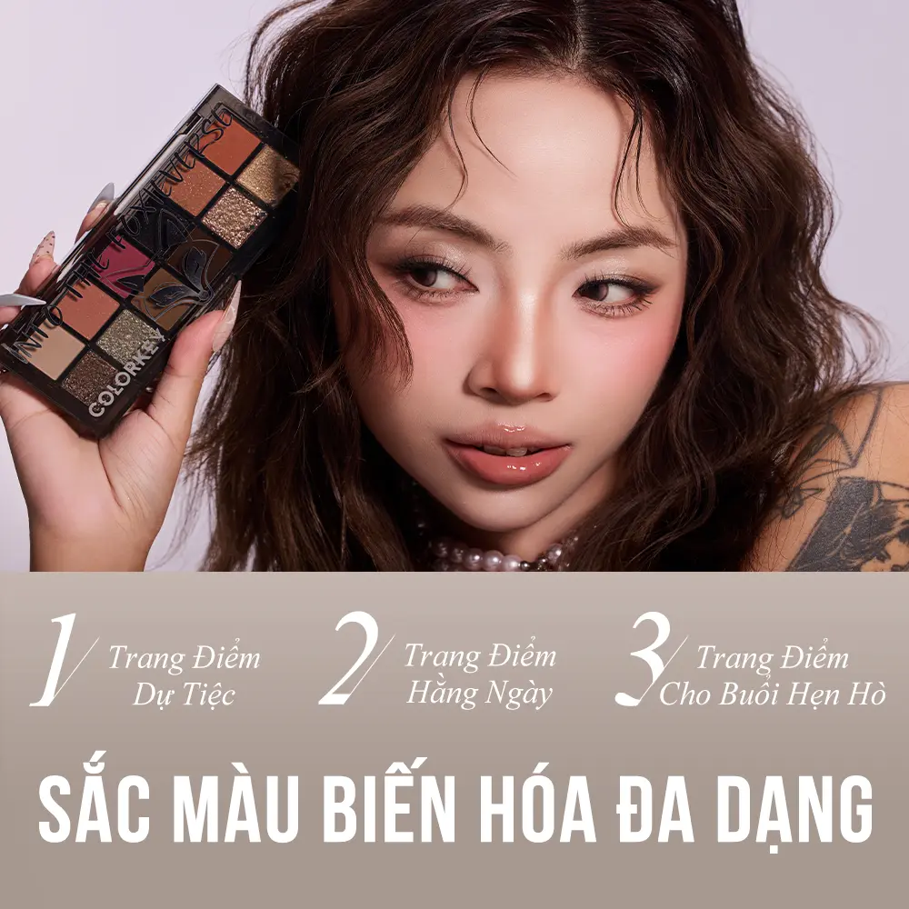 Bảng Phấn Trang Điểm Đa Năng COLORKEY 12 Màu FOXIEVERSE CHROMA 14.2g | BigBuy360 - bigbuy360.vn
