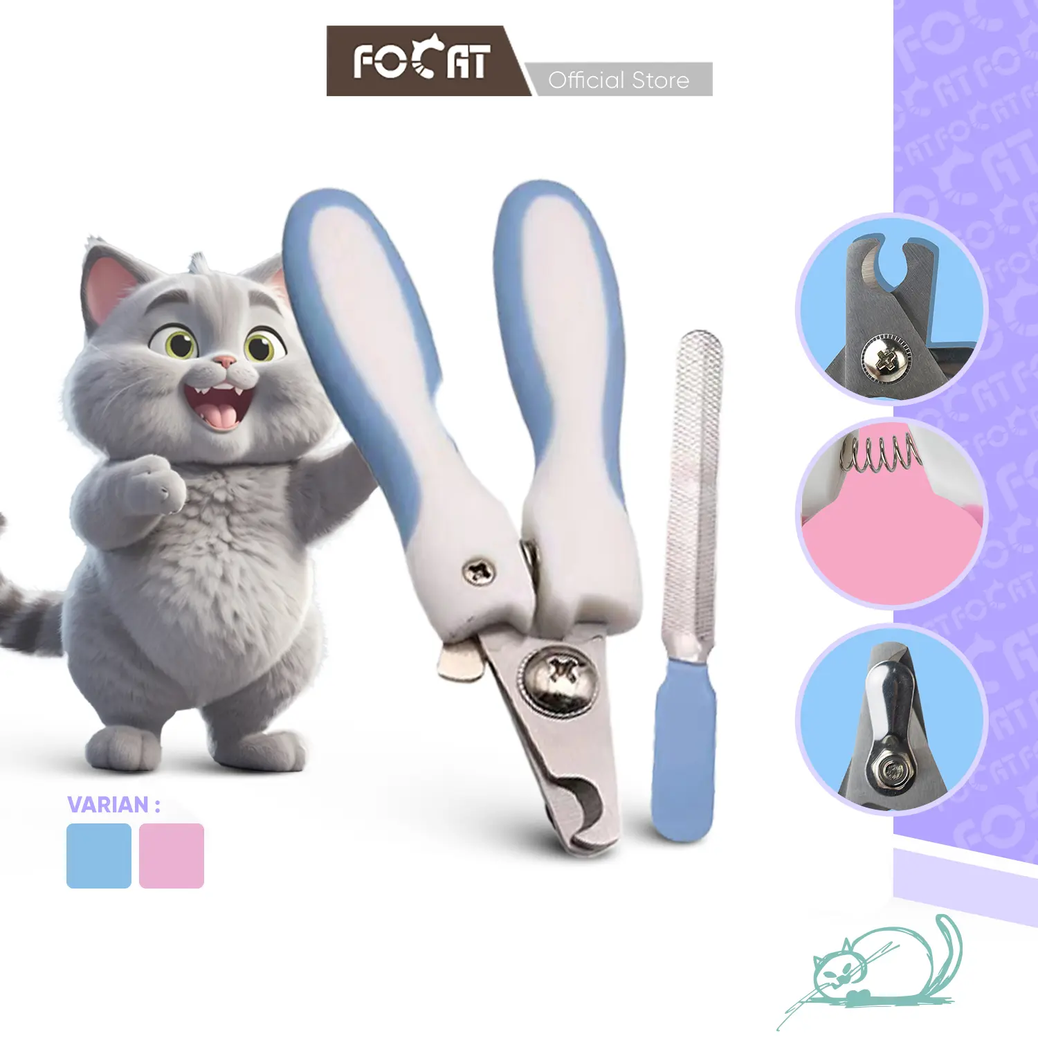 FOCAT Gunting Kuku Anjing Kucing F29 Hewan Peliharaan + Kikiran pororo  kucing