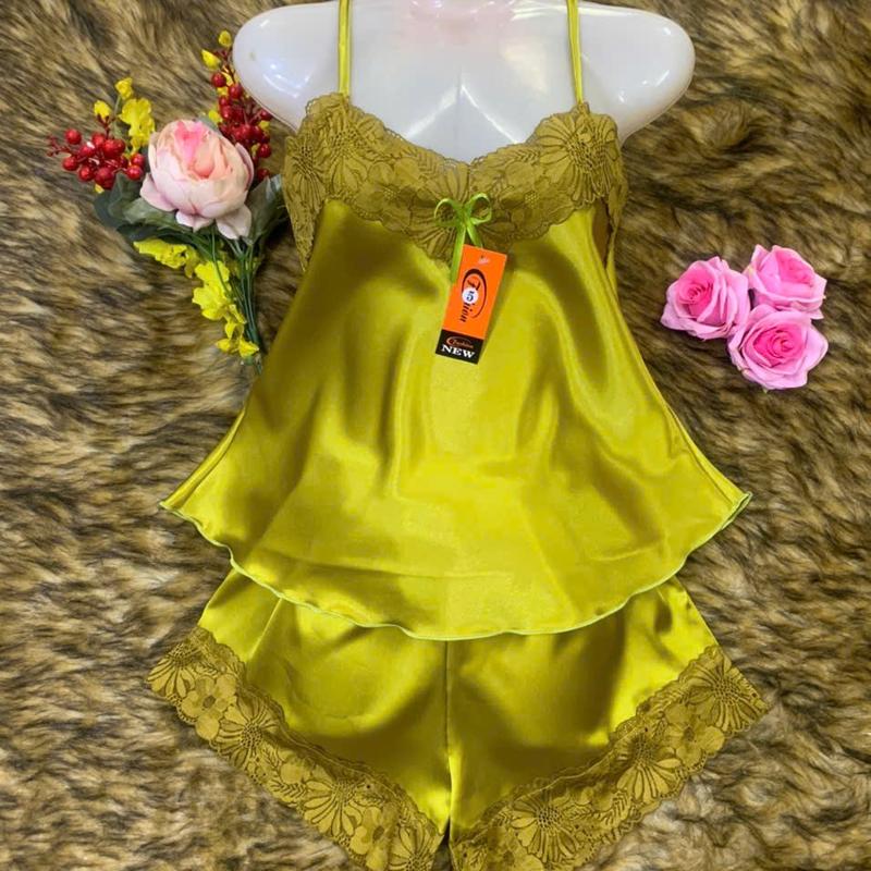 Mocshop Bộ Đồ Ngủ 2 Dây Màu Trơn Viền Ren Freesize 40-56kg Vải Lụa Mềm Mát Thoáng Khí Có Tăng Chiều Dài Dây Áo