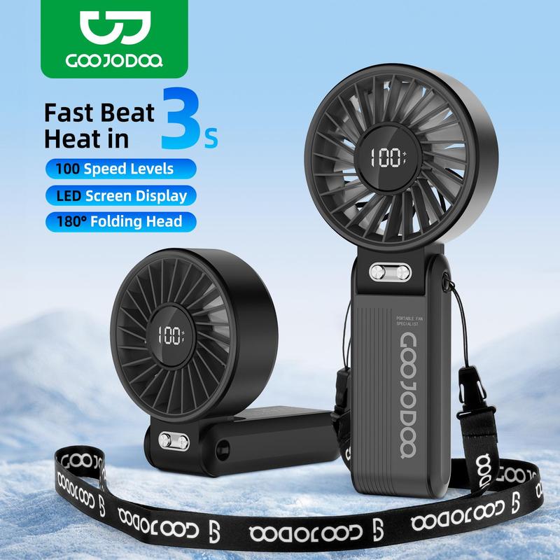 GOOJODOQ GFS003 Folding Mini Fan 4000 MAH With Smart LED Screen Display 100 Level Speed - Kipas Mini 0