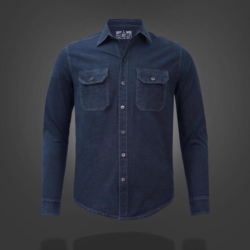 Áo Sơ Mi Jean Demin Nam Tay dài  Siêu Hot 2024 Áo Khoác Denim Menswear Shirt Có Túi Có Cổ