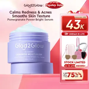 Glad2Glow Blueberry Ceramide Barrier Repair Moisturizer 30g | Pelembab Wajah kering dan kusam Day Cream Night Cream Glowing merawat jerawat Tone Cream Wajah panthenolmoisturizer