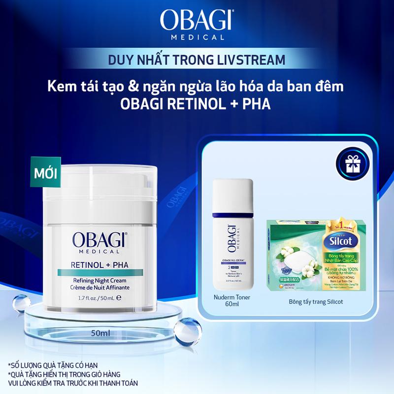 KOL Kem tái tạo & ngăn ngừa lão hóa da ban đêm Obagi Medical Retinol + PHA Refining Night Cream 50ml