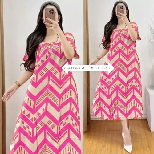 Daser Fuji Terbaru Motif Zigzag Bumil Busui Bahan Rayon Wanita Lengan Pendek bumil Hamil