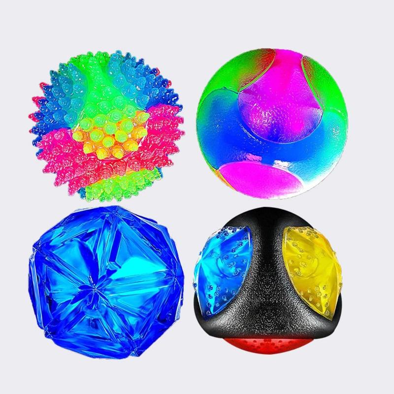thingin Puppy Interactive Dog Chew Toys Flash Bouncing Ball Squeakers Bite Resistant Toy LED Dog Balls Pet Supplies Ball Flashing Elastic Ball Children 1