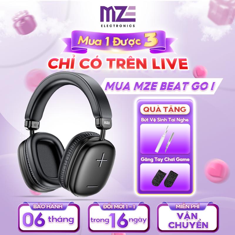 [TẶNG GĂNG TAY + BÚT VỆ SINH] Tai nghe chụp Nghe Nhạc , bluetooth không dây MZE Beat Go I BH01, pin trâu 18h, Hỗ Trợ TF Card, AUX Nhét Tai Earphone