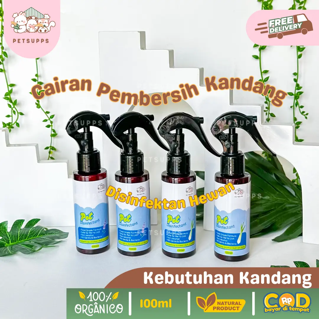 Petsupps Disinfektan Hewan 100ml - Cairan Natural Organik | Pembersih Kandang Hewan | Aman Terjilat Hewan