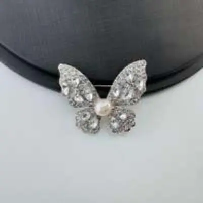 Amy Freshwater Pearl White Pearl Butterfly Brooch 7-8 SKU:XZ-004