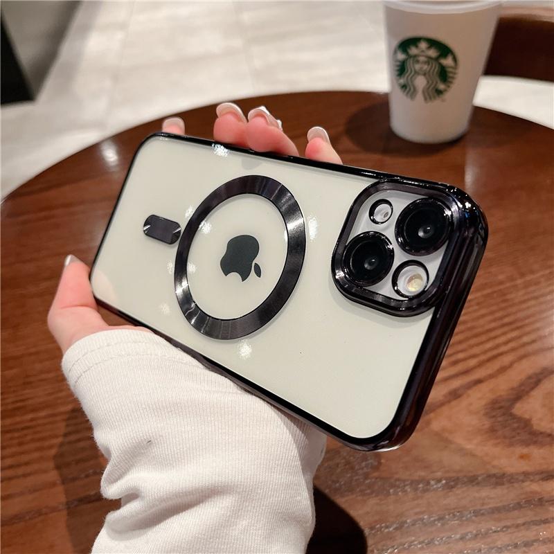 Softcase Original Resmi Magsafe Magnetic Wireless Charging Plating Case Untuk IPhone 15 14 13 12 11 Pro Max 3