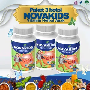 paket 3 botol Novakids – Suplemen Anak Zinc Herbals | Nafsu Makan, Daya Tahan Tubuh, Tumbuh Kembang