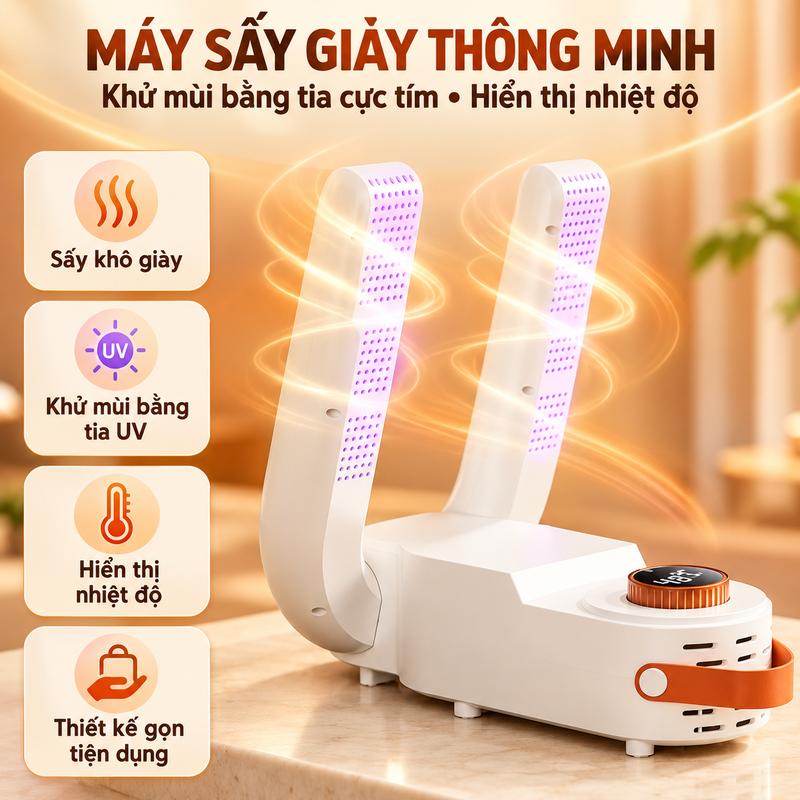 Máy Sấy Giày Khử Mùi Giày Tất Đa Năng Tiện Ích, Chống Hôi Chân Khử Mùi Bằng Tia Cực Tím Thông Minh
