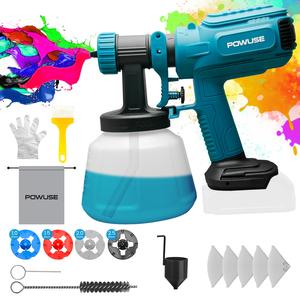 600W HVLP Paint Sprayer for Makita 18V Battery(Battery Not Included), Cordless Electric HVLP Spray Paint Gun with 4 Nozzles & 3 Patterns, 1200ML Container Fence Painting Gun for House Painting, Handheld HVLP Spray Gun for Furniture Cabinets Walls Door