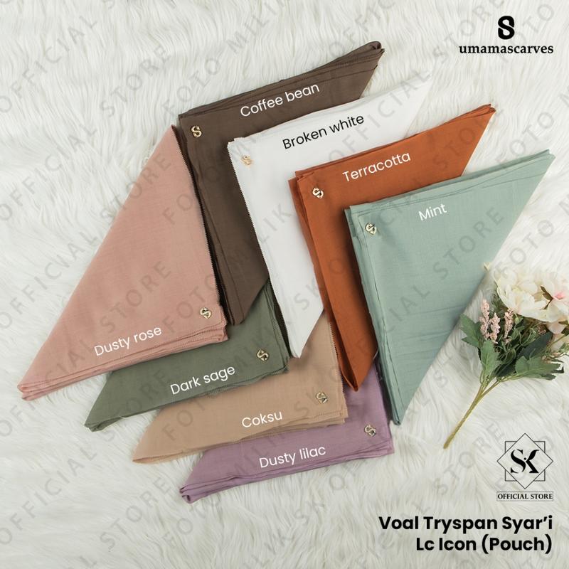 Jilbab Umama Scarf Voal Tryspan Syari Lasercut Logo S POUCH 130x130cm Kerudung Voal Premium 1