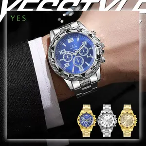 Yesstyle Jam Tangan Pria Rantai Stainless Steel Men Business Watch Chrono Casual Sporty