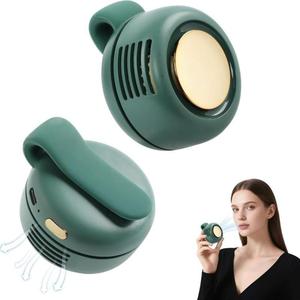 Mini ventilador portátil silencioso sin aspas, con tres niveles de velocidad, se puede sujetar al pecho o a la cintura, esencial para el verano y actividades al aire libre