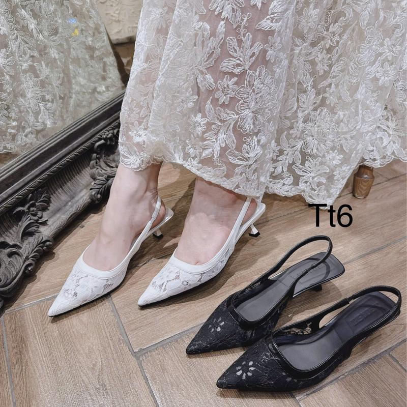 Giày Cao Gót Ren Mũi Nhọn Sang Chảnh Hottrend 2025 2 Màu Form Chuẩn 3P TT6