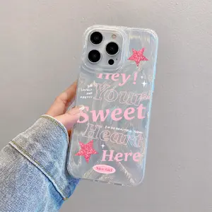 Untuk Case  iPhone PlusProMax XR X Plus 11 12 15 16 17 Pro Max 13 14 XS 8plus 13 15 Hologram Cassing lucu cute Unik Glossy