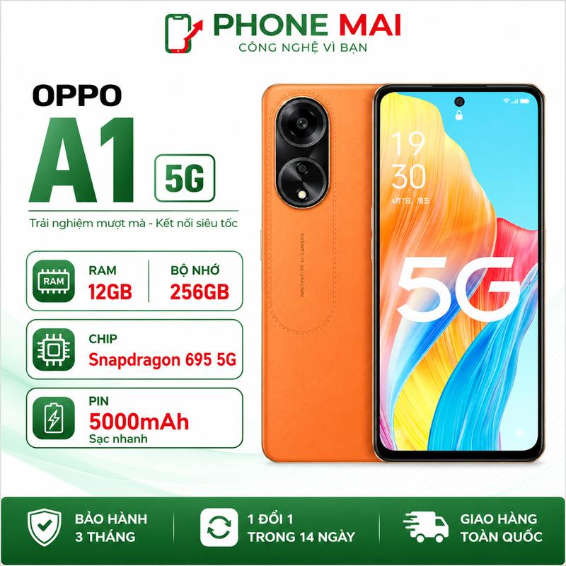 (2nd hand) Điện thoại OPPO A1 5G RAM 12GB/256GB - Màn 120hz, Hiệu Năng Ổn Định Chơi Game Mượt, Pin 5000mAh