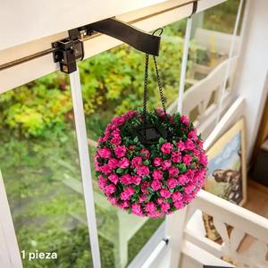 Luz colgante solar, luz colgante en forma de bola con planta artificial en maceta, decoración para jardín y patio al aire libre, ideal para festividades